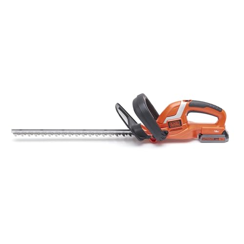 Black+Decker Akku Heckenschere (mit E-Drive Technologie zum Schneiden harter und dicker Äste sowie mittlerer bis großer Hecken – 18mm Schnittstärke – 18V – 2,6kg leicht) GTC1845L20, Schwarz, Orange