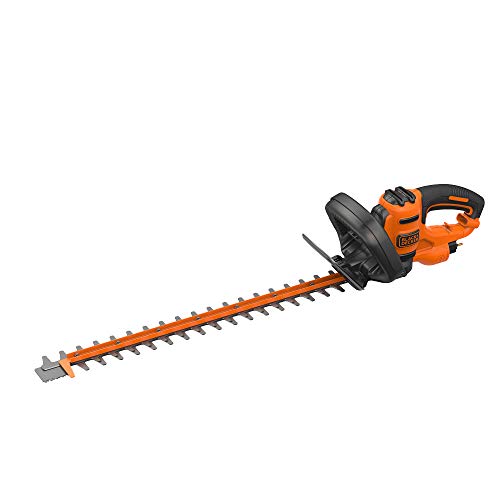 Black+Decker Elektro-Heckenschere (550W, 60 cm Schwertlänge, 25 mm Schnittstärke, Bügel-Zweithandgriff und transparentem Handschutz, für große Hecken)