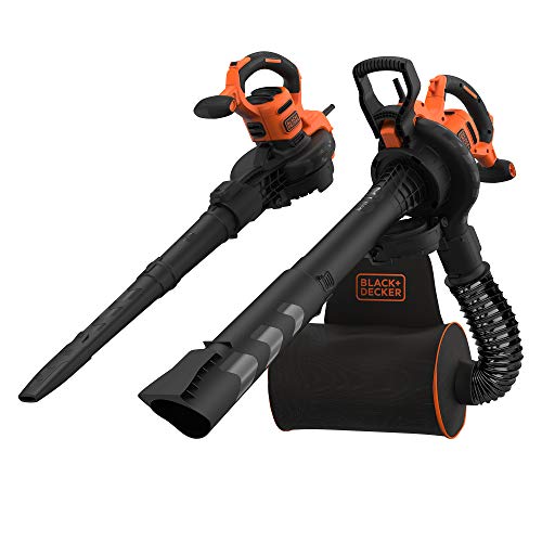 Black+Decker 3-in-1 Elektro Laubsauger & Laubbläser (3.000 Watt, mit Häcksler, 72l Fangsack-Rucksack – hohe Blasgeschwindigkeit & verstellbare Saugleistung, für Terrassen, Wege, Einfahrten) BEBLV300