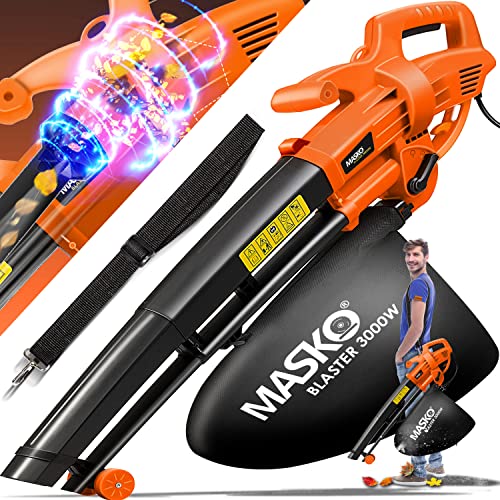 MASKO® Elektro Laubsauger | 3 in 1 | 3000W | Schultergurt und Rollen | Fangsack 45L | Laubbläser Gartensauger Gartenbläser Orange MASKO® Elektro Laubsauger | 3 in 1 | 3000W | Schultergurt und Rollen | Fangsack 45L | Laubbläser Gartensauger Gartenbläser Orange