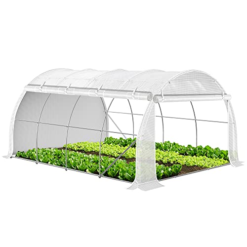 VOUNOT® Gewächshaus Foliengewächshaus, Seitenwände Aufrollbar Winterfest, Tomatenhaus Folientunnel, 4x3x2m 12m², Weiß VOUNOT® Gewächshaus Foliengewächshaus, Seitenwände Aufrollbar Winterfest, Tomatenhaus Folientunnel, 4x3x2m 12m², Weiß