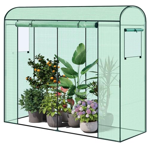 WOLTU Gewächshaus 170x68x200cm, Foliengewächshaus Winterfest, Folientunnel für Aufzucht Tomaten, Tomatenhaus mit Tür 2 Fenstern, aus Stahlrohr PE, Grün WOLTU Gewächshaus 170x68x200cm, Foliengewächshaus Winterfest, Folientunnel für Aufzucht Tomaten, Tomatenhaus mit Tür 2 Fenstern, aus Stahlrohr PE, Grün