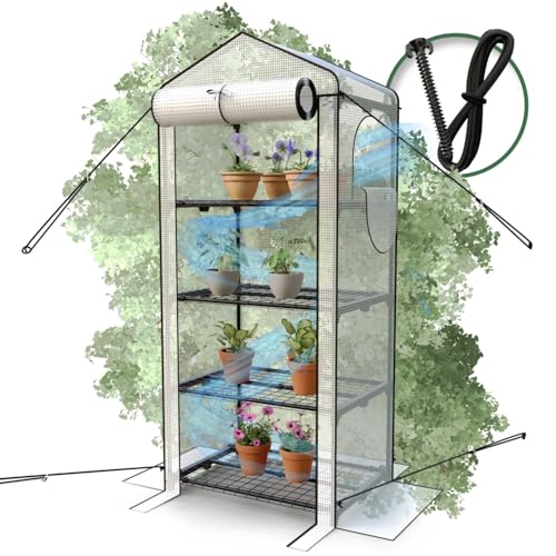 Heimfleiss® Foliengewächshaus mit 4 Ebenen | Balkon Gewächshaus klein | Garten Anzuchthaus Sturm- & Winterfest | Pflanzenzelt aus Folie & Metallgestell | Anzuchtregal Greenhouse Balkongewächshaus Heimfleiss® Foliengewächshaus mit 4 Ebenen | Balkon Gewächshaus klein | Garten Anzuchthaus Sturm- & Winterfest | Pflanzenzelt aus Folie & Metallgestell | Anzuchtregal Greenhouse Balkongewächshaus