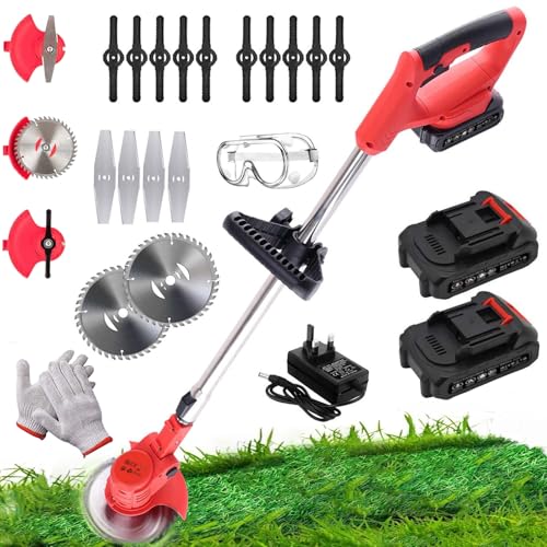TWZ Akku-Rasentrimmer für den Garten mit 2 Akkus und 16 Klingen, 3-in-1-Elektro-Rasentrimmer mit 3 Arten auswechselbarer Klingen, zum Mähen, Kantenschneiden, Sägen von Rasen und Sträuchern TWZ Akku-Rasentrimmer für den Garten mit 2 Akkus und 16 Klingen, 3-in-1-Elektro-Rasentrimmer mit 3 Arten auswechselbarer Klingen, zum Mähen, Kantenschneiden, Sägen von Rasen und Sträuchern