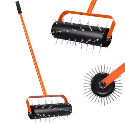 LIROPAU Rasenlüfter Walze, Rasenbelüfter Manuell, Handvertikutierer Rollend mit 42 Nägeln 5cm & Spritzschutz, Rasenbelüfter Gartenwalze, Vertikutierer Rasenwalze für Garten, Hof, Terrasse, 180 x 38cm LIROPAU Rasenlüfter Walze, Rasenbelüfter Manuell, Handvertikutierer Rollend mit 42 Nägeln 5cm & Spritzschutz, Rasenbelüfter Gartenwalze, Vertikutierer Rasenwalze für Garten, Hof, Terrasse, 180 x 38cm