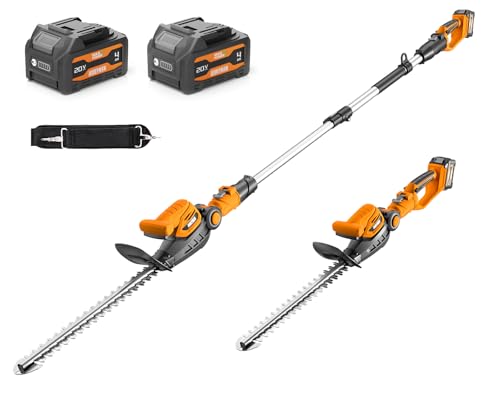 Alloyman 20V 7.4 Watt-Hours 2-in-1 Teleskop Akku Heckenschere, Heckenschneider für Strauch und Heckenschnitt